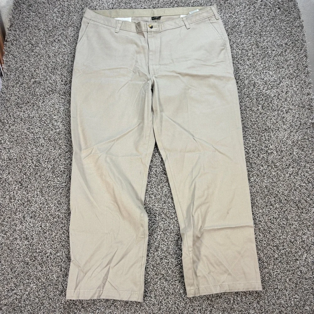 Wrangler Riata Men's 42x29 Khaki Tan Flat Front Cotton Twill Casual Pants